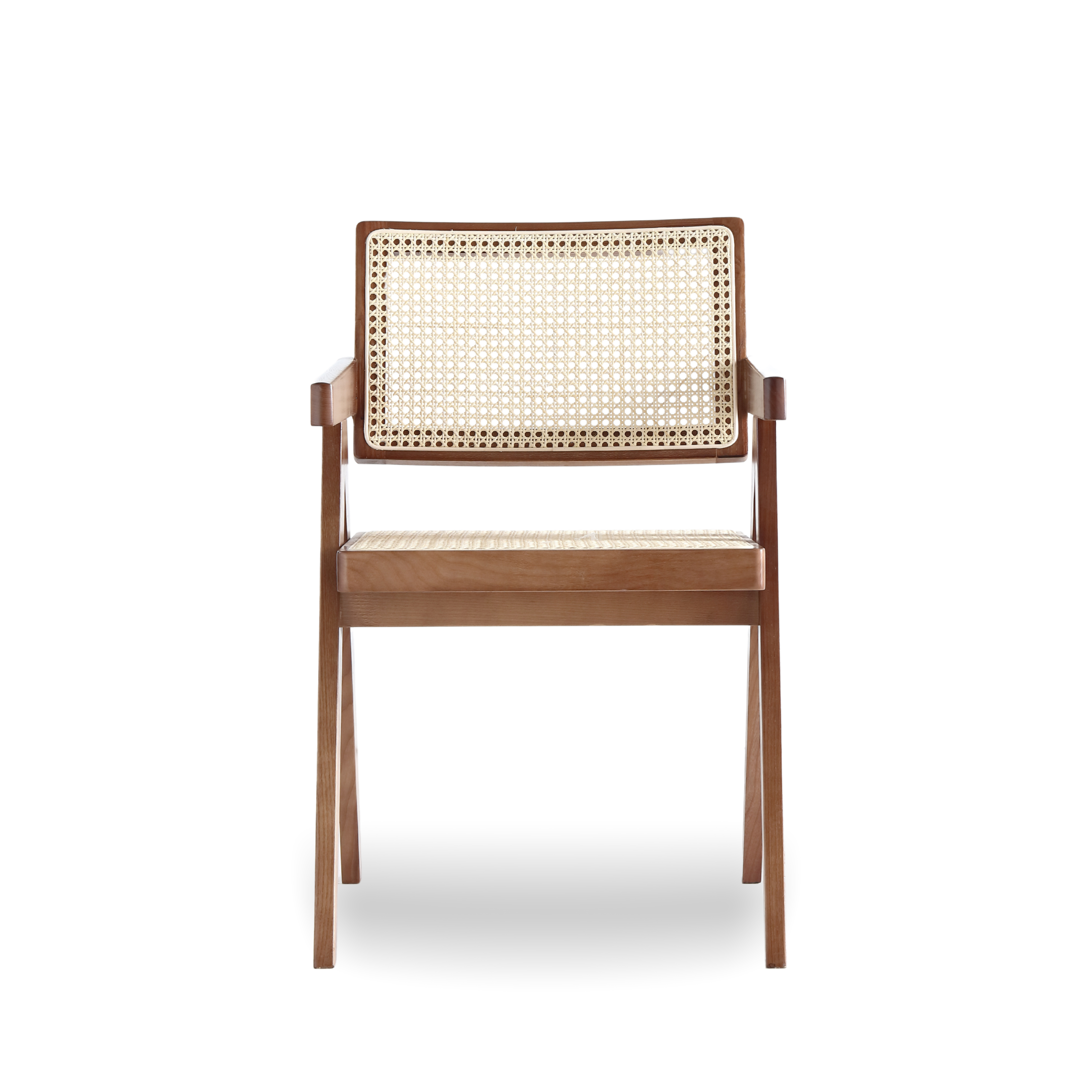 Pierre Jeanneret Woven Cane Solid Wood Chair