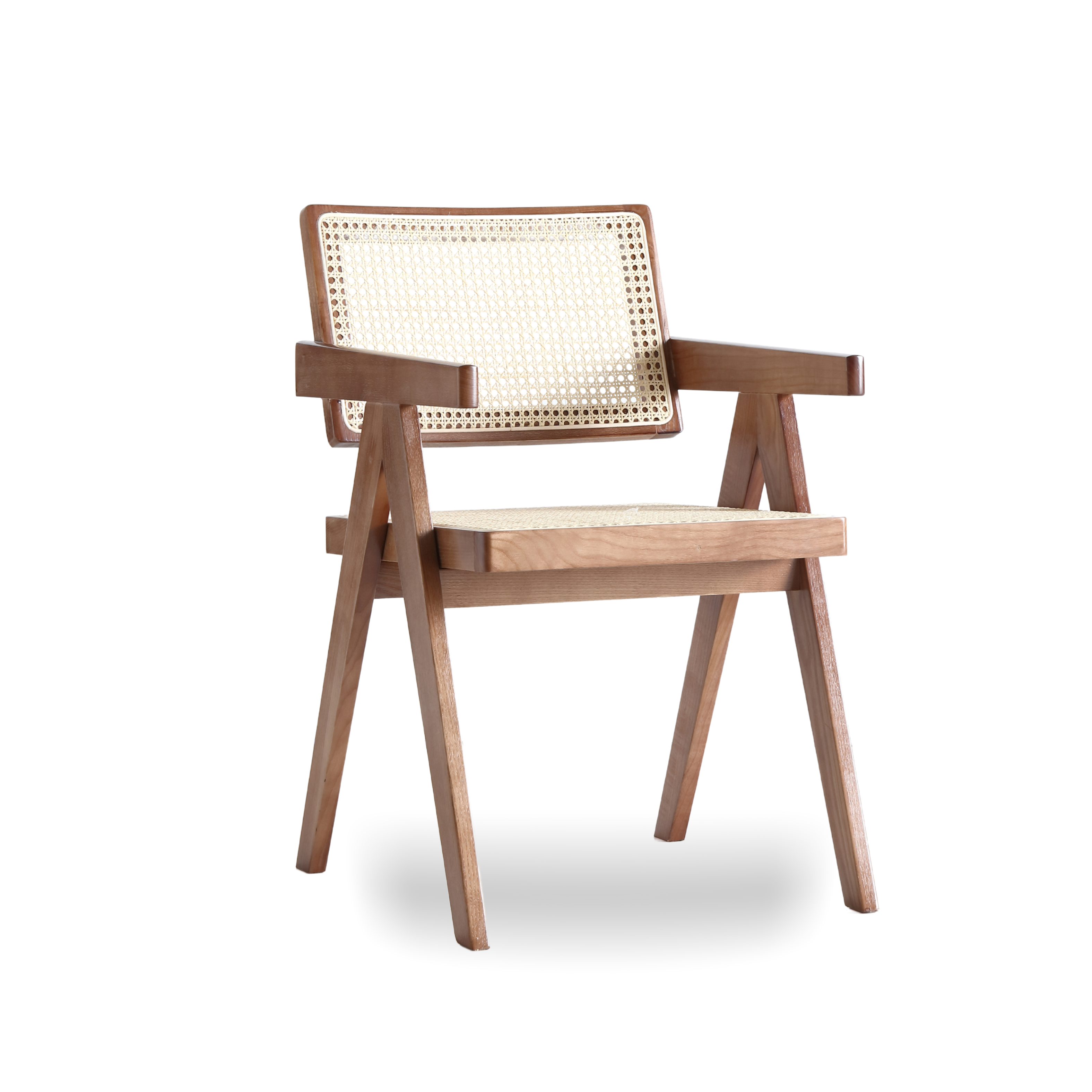 Pierre Jeanneret Woven Cane Solid Wood Chair