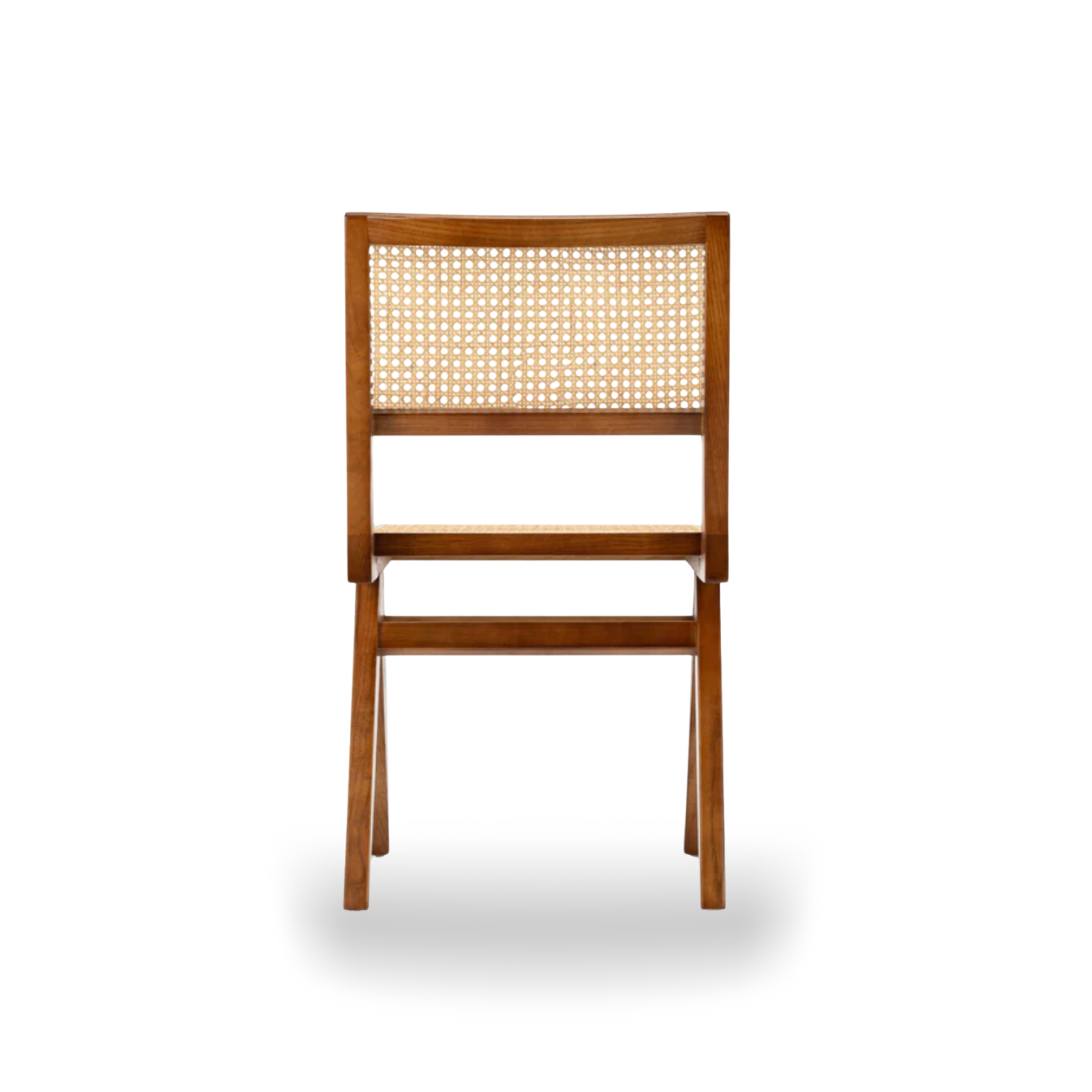 Pierre Jeanneret Woven Cane Solid Wood Chair No Arm