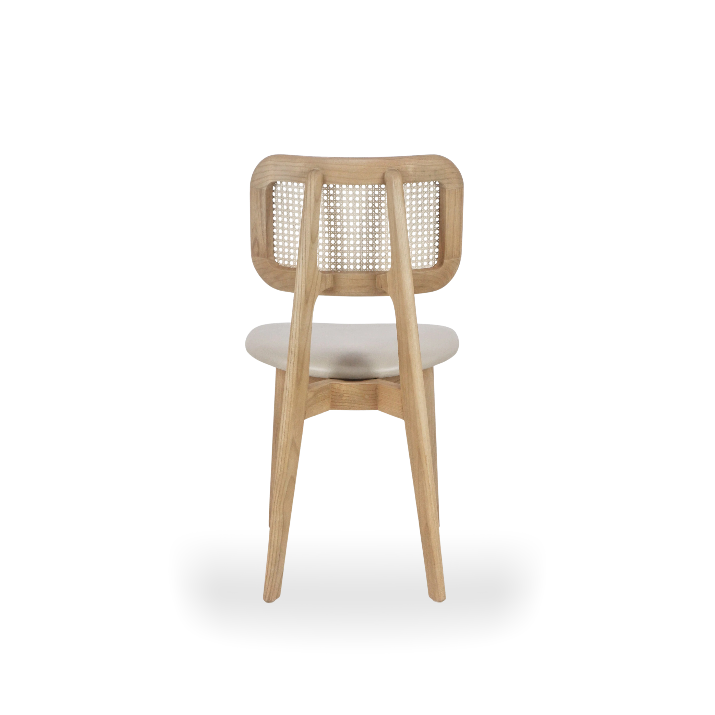 Jeanneret Rattan Backrest with Leather Seating Ashwood Side Chair