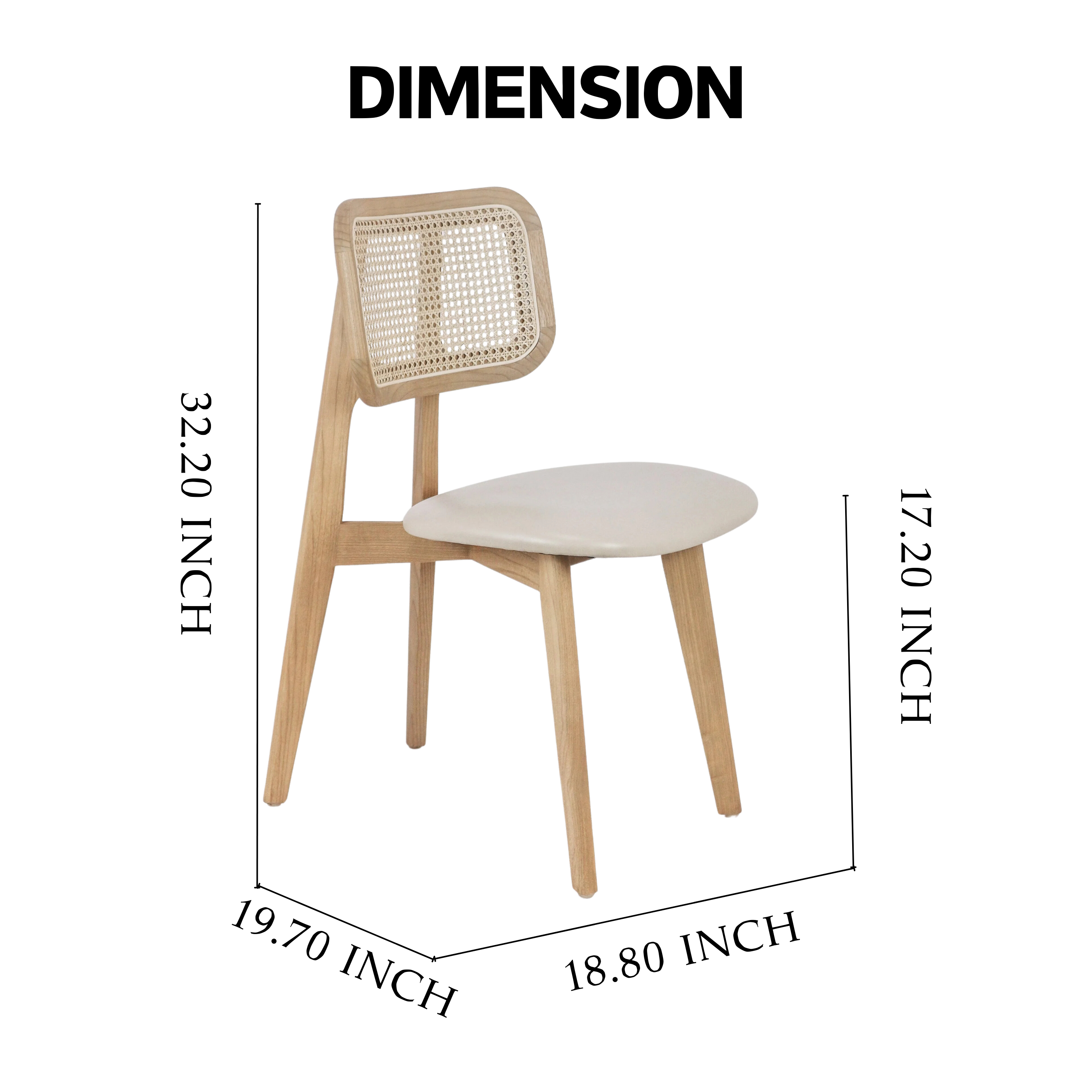 Jeanneret Rattan Backrest with Leather Seating Ashwood Side Chair